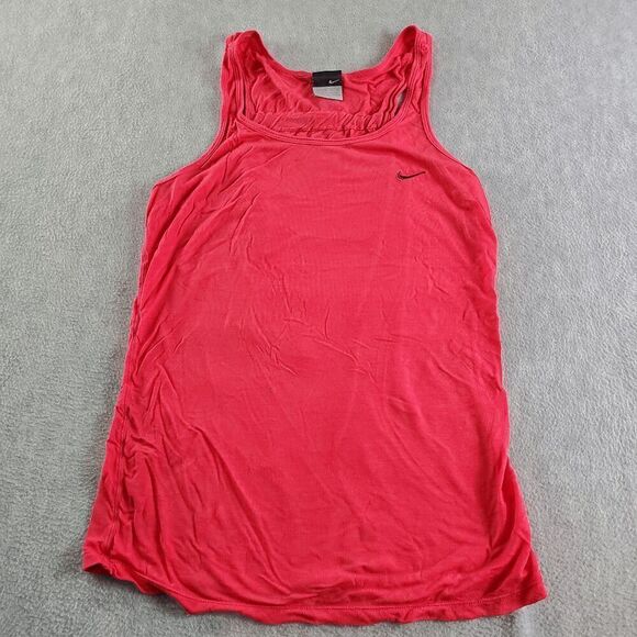 Nike Tank Top Womens XL Pink Activewear Sleeveless Round Neck Drawstring Logo - Picture 1 of 7